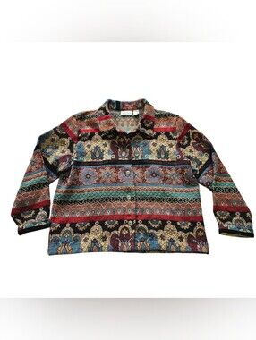 ​Studio Works Vintage Tapestry Jacket Women's Size XL Bohemian Tribal Ethnic